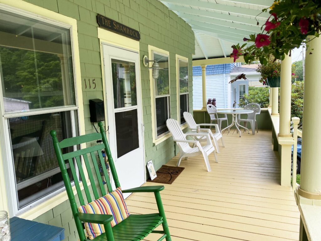 Front porch with rocking chair.