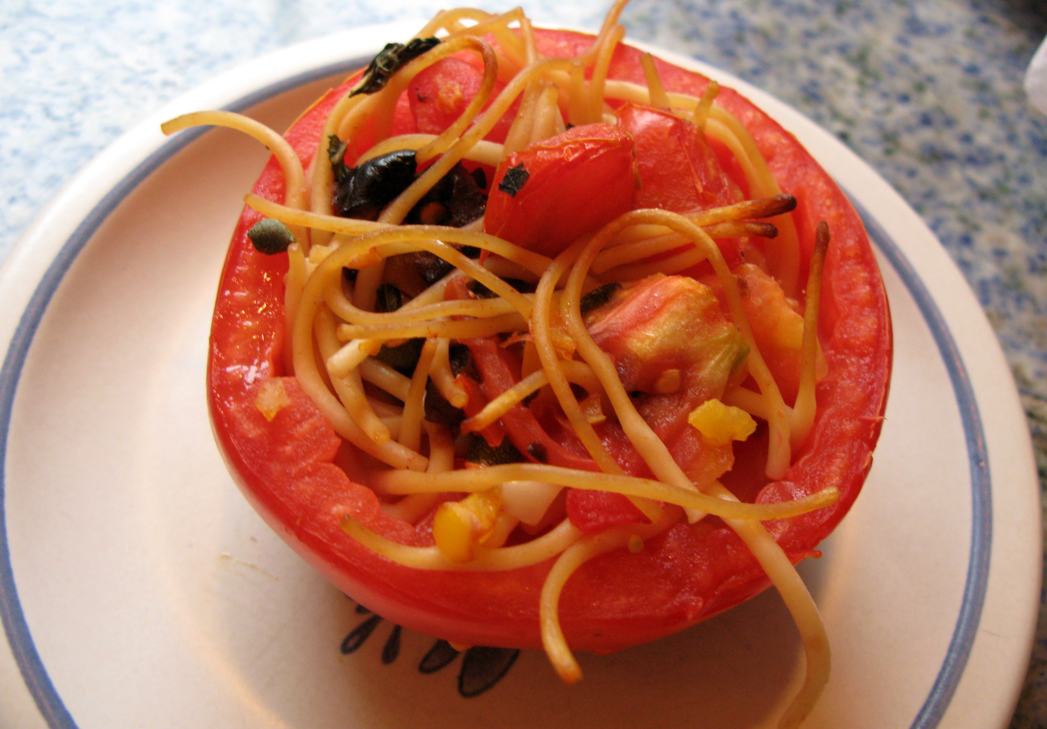 Tomatoes Stuffed With Pasta Salad